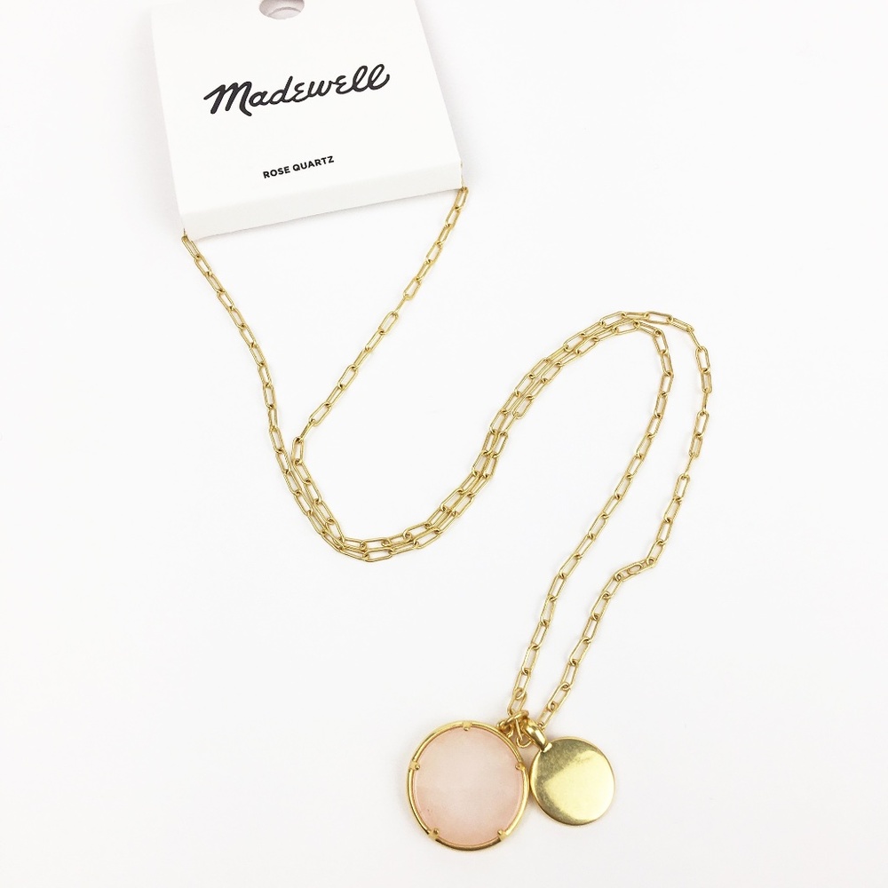 Madewell Stone Collection Rose Quartz Pendant Necklace 24" to 27" Length